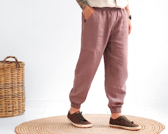 Natural mens linen pants, Summer pants, Mens trousers, Pants for men, Lounge pants, Gift for him, Natural Latte linen pants, Linen pants