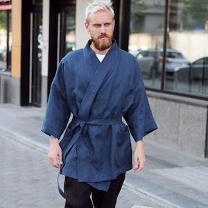 Navy blue kimono jacket sale