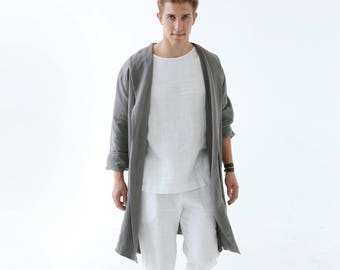 Linen costume, Men's set, Linen gown, Linen trousers, Linen pants, Linen jacket, Linen robe, Wedding robe, Man cardigan, gift for him