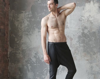 Men's harem pants, Linen baggy pants, Drop crotch pants, Mens trousers, Lounge pants, Pants for men, Mens joggers, Yoga pants, Summer pants