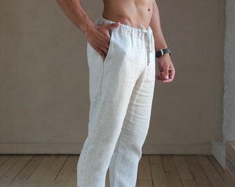 Mens Linen Pants, Summer Pants, Lounge Pants, Linen Trousers, Gift for
