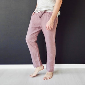 Linen pants for men, Linen trousers, Latte lounge pants, Mans organic pants, Natural Flax trousers, Pajama pants, Spring Summer trousers