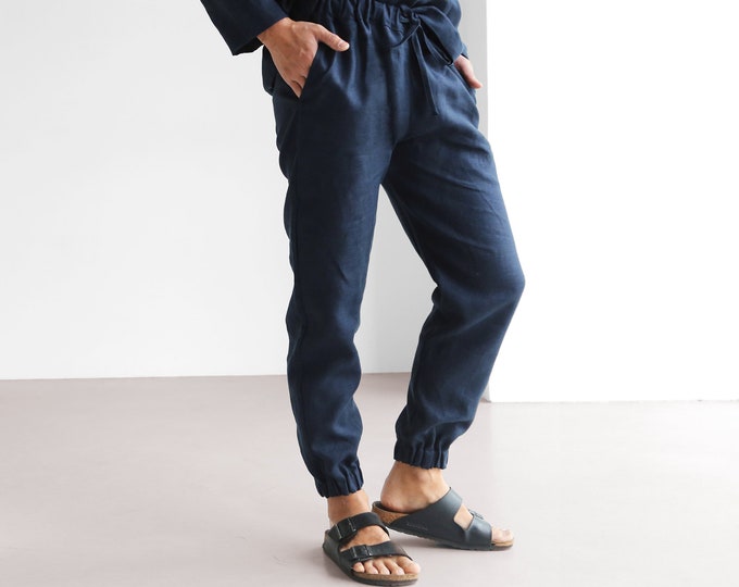Linen shirt bathrobe basic linen pants organic by BlackFicus