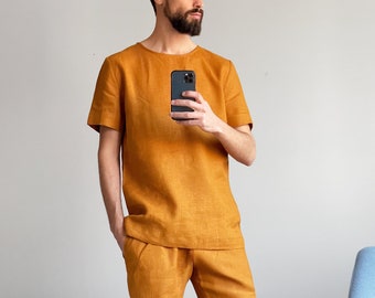 Mens linen t-shirt, Summer t-shirt, white t-shirt, Shirt for men, Basic t-shirt, Mens organic clothes, Stylish t-shirt, Natural shirt