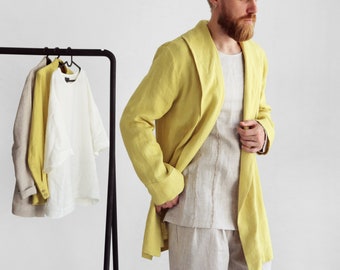 Linen jacket for man, Linen Cardigan, Linen bathrobe, Cardigan for men, Comfortable jacket, Linen coat, Gift for him