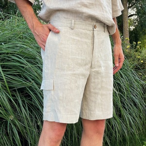 Mens Linen Cargo Shorts With Side Pockets, Shorts for Men, Summer ...