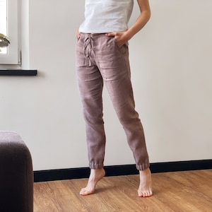 Natural Linen Pants, Summer Pants, Womens Pants, Latte Pants