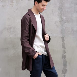 Linen jacket for man - Brown cardigan - Summer jacket - Linen Cardigan for men - Linen cardigan -  Comfortable jacket - Coat - Gift for him
