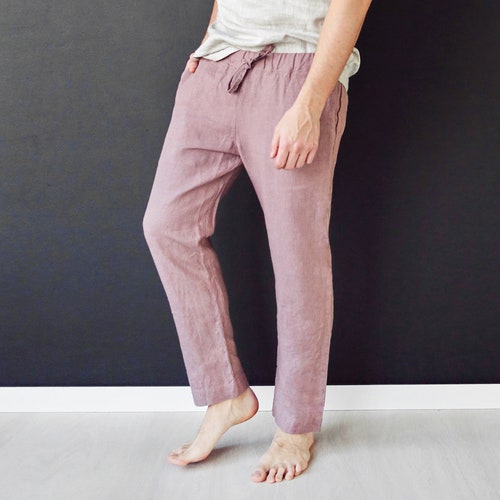 Linen Pants for Men Linen Trousers Latte Lounge Pants Mans - Etsy