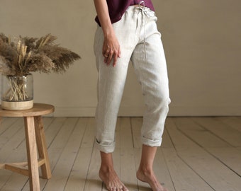 Pure linen pants, Summer pants, Linen trousers, Natural flax pants, Pajama pants for woman, Sleep pants, Linen jogger, Linen loungewear