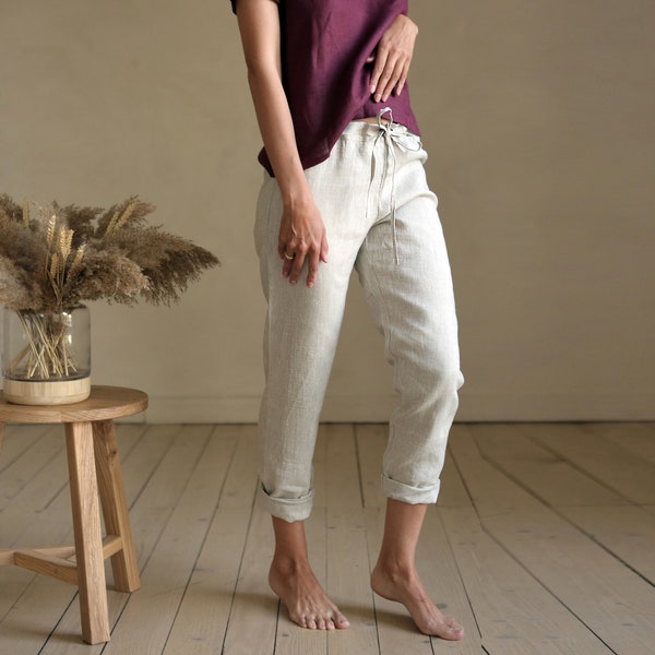 Pure linen pants, Summer pants, Linen trousers, Natural flax pants, Pajama pants for woman, Sleep pants, Linen jogger, Linen loungewear