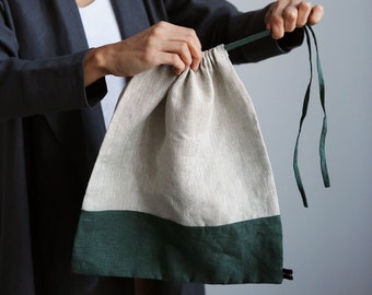 Linen organic bag, Zero waste bag, Organic linen shopper, Gift bag, Vegan bag, Eco-friendly organizer, Reusable bag, Linen pouch