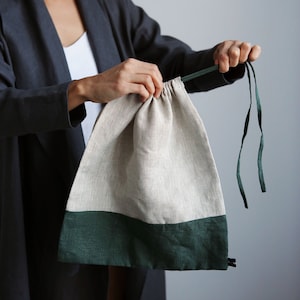 Linen organic bag, Zero waste bag, Organic linen shopper, Gift bag, Vegan bag, Eco-friendly organizer, Reusable bag, Linen pouch