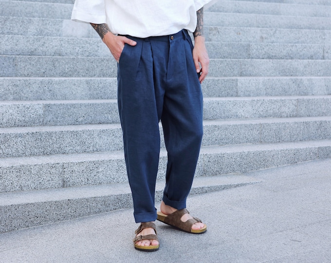 Linen shirt bathrobe basic linen pants organic by BlackFicus