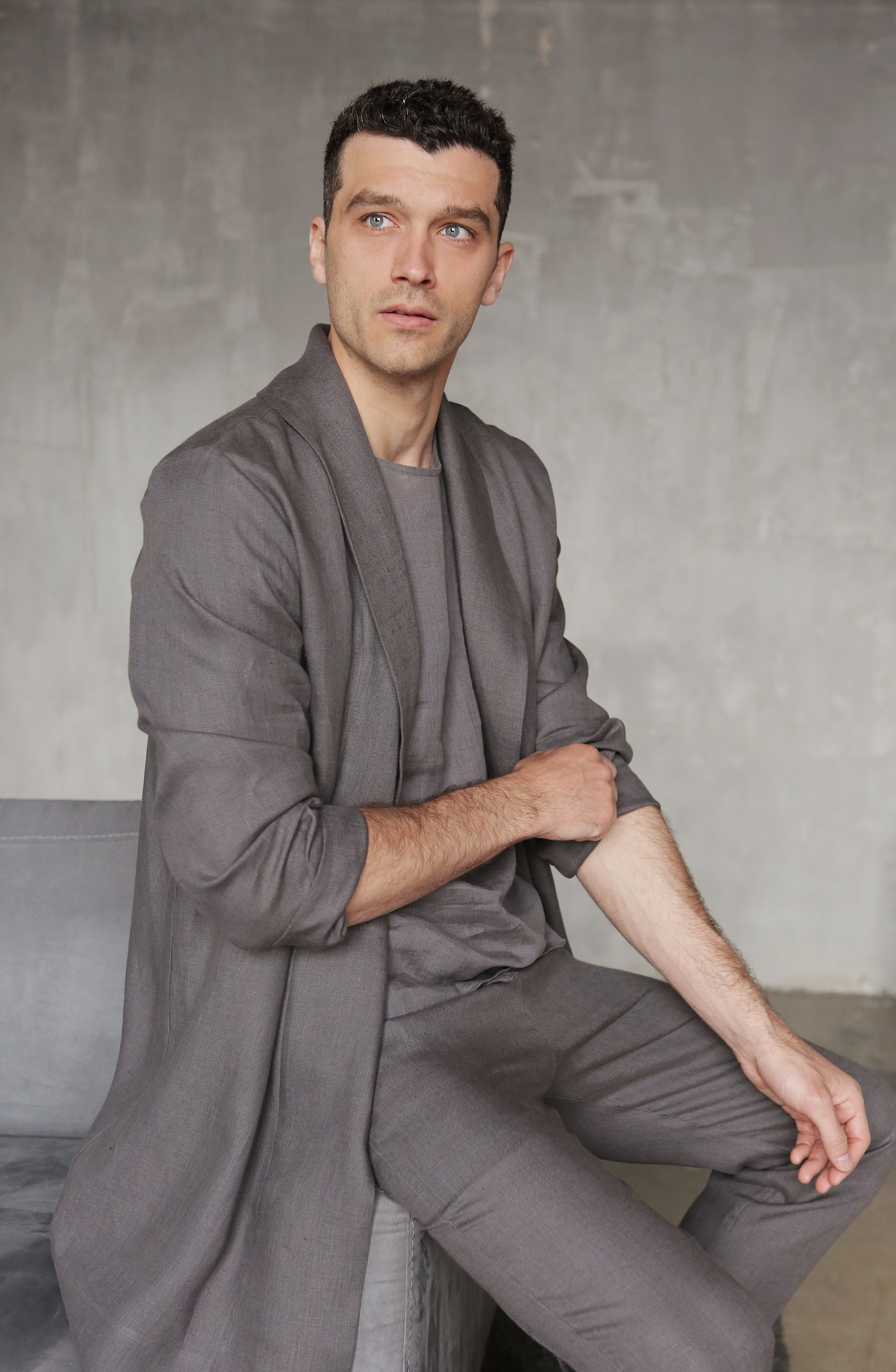 Linen jacket for man Linen outfit Linen bathrobe Cardigan Etsy