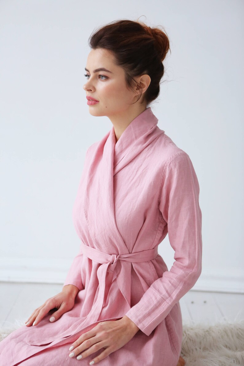 Elegant Linen bathrobe Linen loungewear Natural linen robe Etsy
