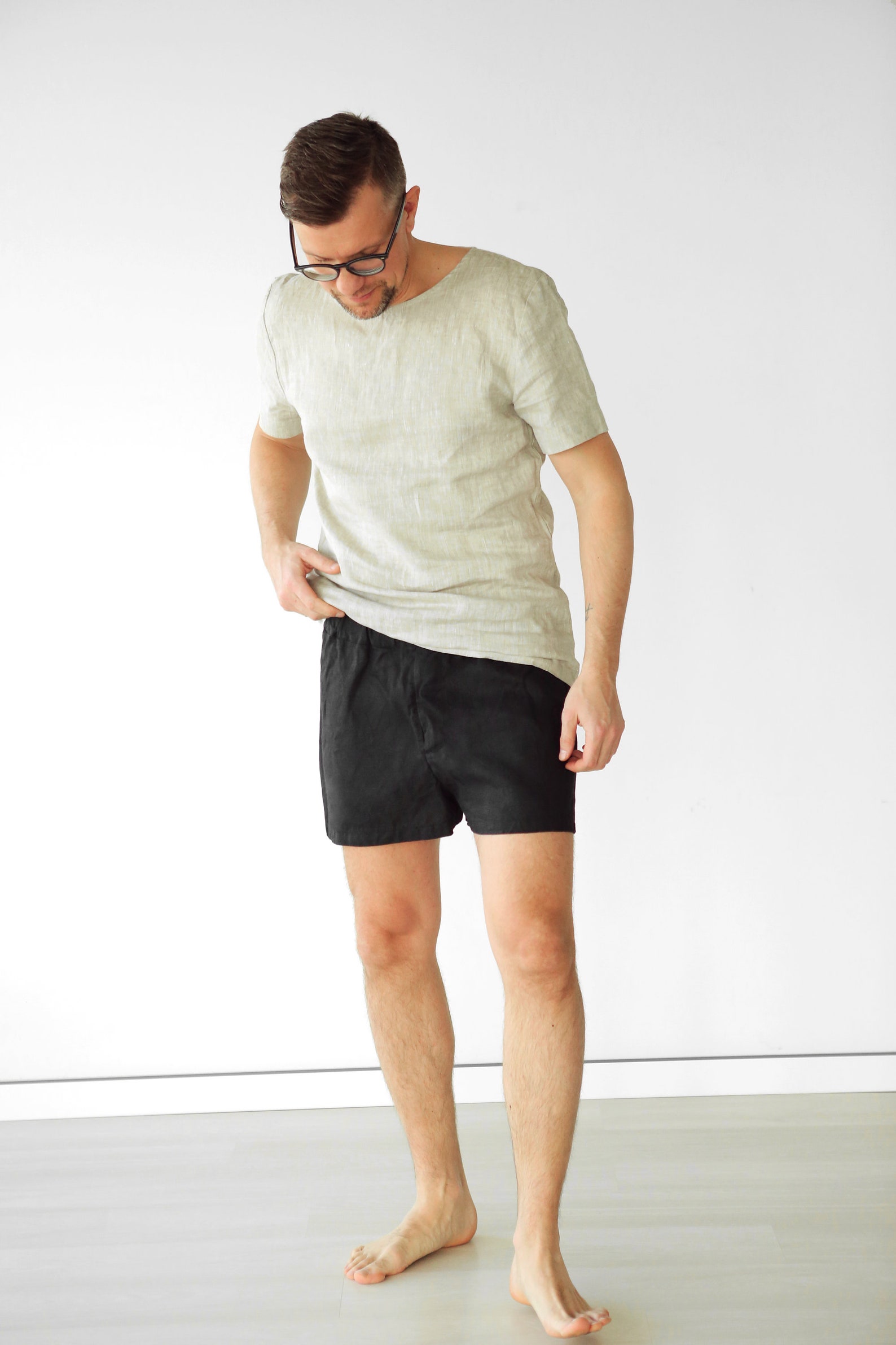 Mens linen underwear Gift for him Black boxer for men Mans Etsy