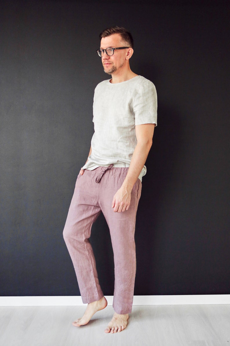 Linen Pants for Men Linen Trousers Latte Lounge Pants Mans - Etsy