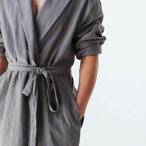 Natural linen robe, Natural loungewear, Natural bathrobe Linen clothes, Homewear for men, Housecoat, Gift for him, Linen bathrobe, Flax robe