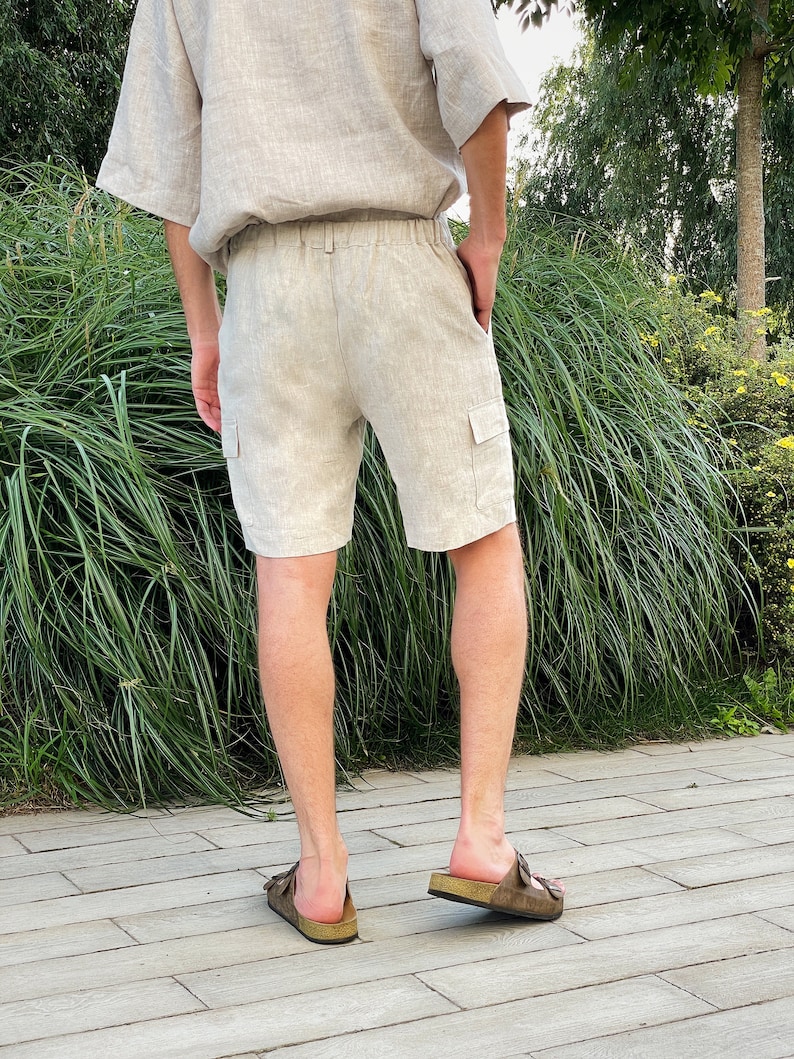 Mens Linen Cargo Shorts With Side Pockets Shorts for Men - Etsy