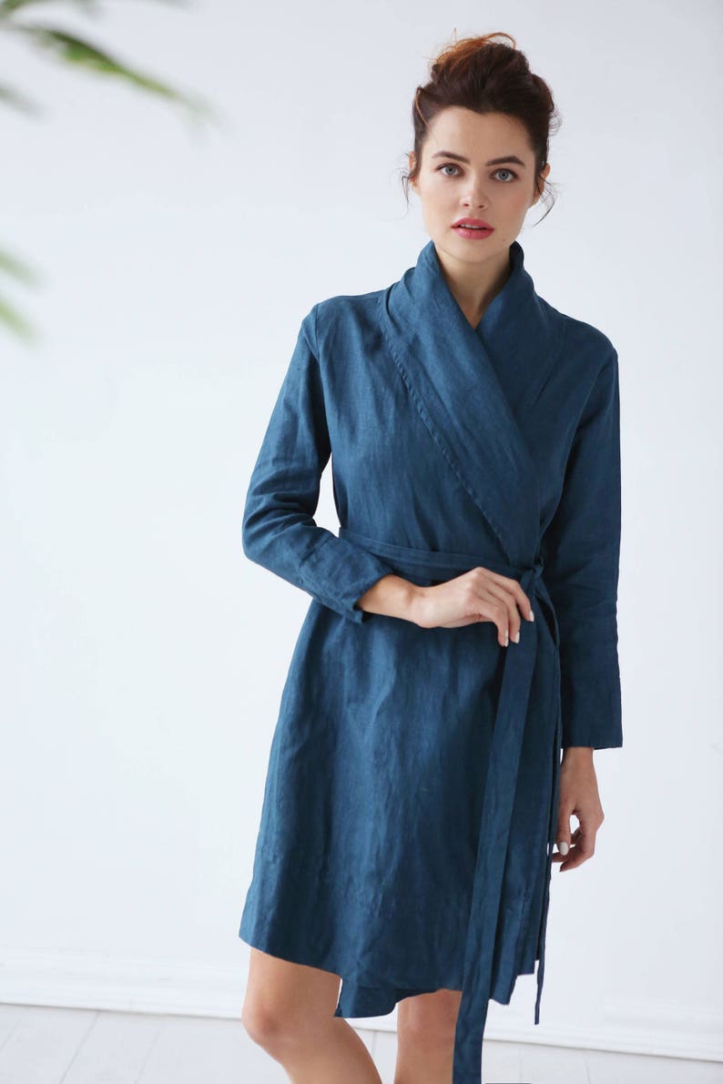 Handmade Linen Bathrobe Linen Loungewear Natural Linen Robe Etsy