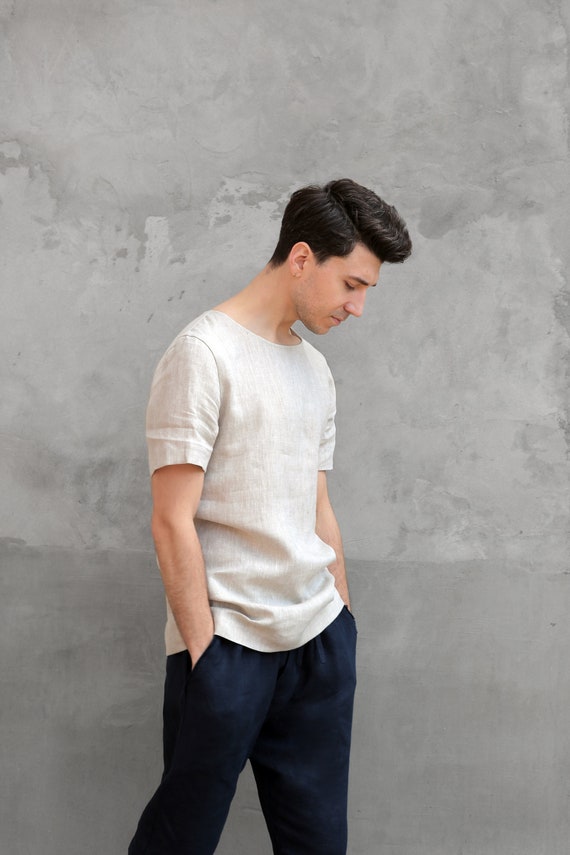 Mens Linen T-shirt Summer Shirt Shirt for Men Stylish T-shirt - Etsy
