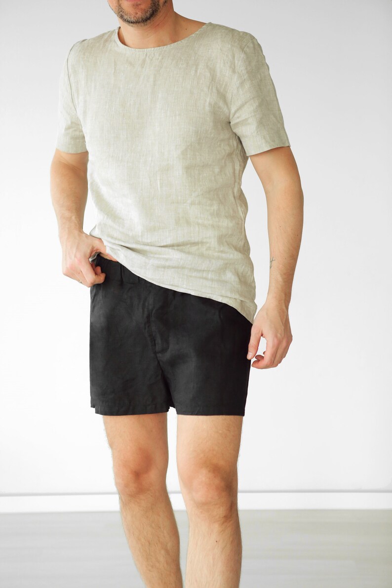 Mens linen underwear Gift for him Black boxer for men Mans Etsy