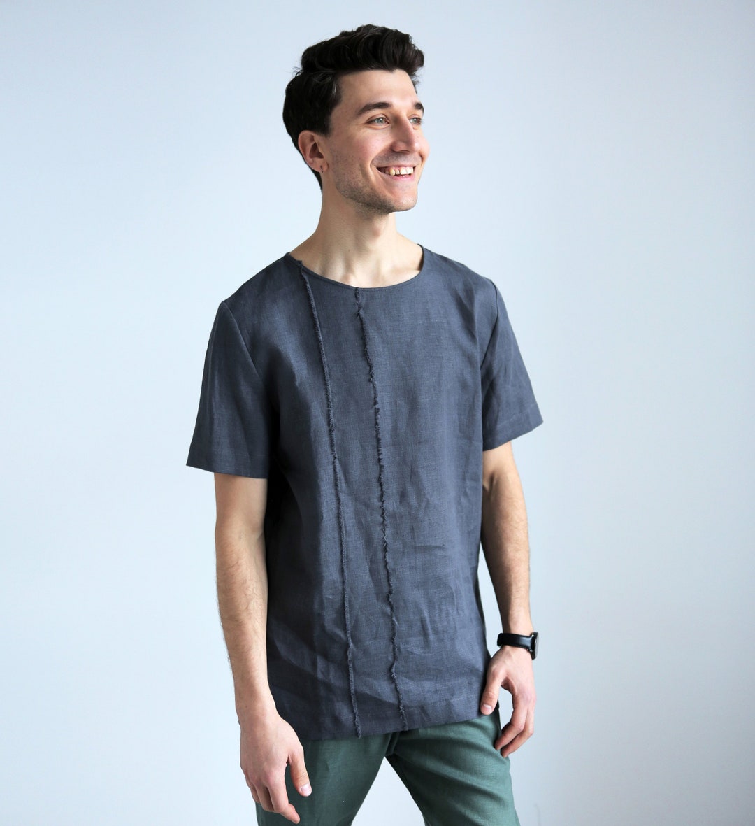 Mens Linen T-shirt Basic T-shirt Shirt for Men Stylish - Etsy