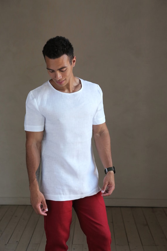 Mens Linen T-shirt, Summer T-shirt, White T-shirt, Shirt for Men, Basic T- shirt, Mens Organic Clothes, Stylish T-shirt, Natural Shirt 