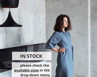 Langer Leinen Kimono, Geschenk für sie, Hochzeitsrobe, Naturleinen Kimono, Bademantel, Nachtkleid - auf Lager