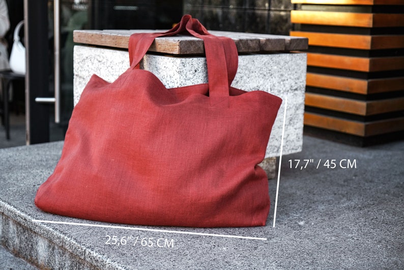 Leinen-Einkaufstasche, Zero Waste, Strandtasche, Bio-Leinen-Shopper, vegane Tasche Bild 4