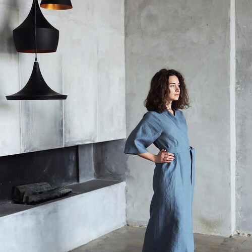 Long linen kimono, Linen loungewear, Gift for her,  Wedding robe, Natural linen robe, Bathrobe, Gown sleepwear, Bohemian cardigan