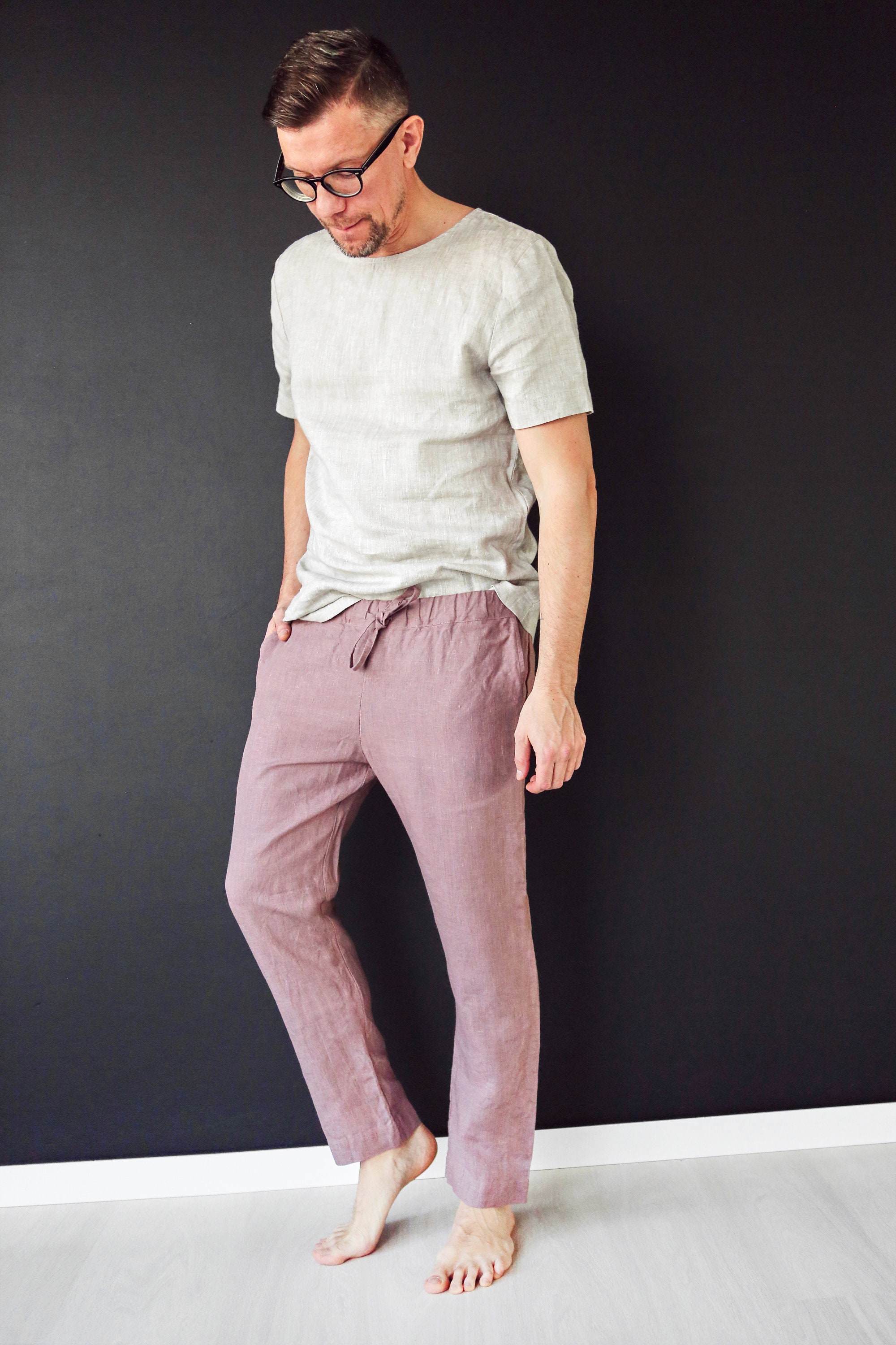 Linen Pants for Men Linen Trousers Latte Lounge Pants Mans - Etsy