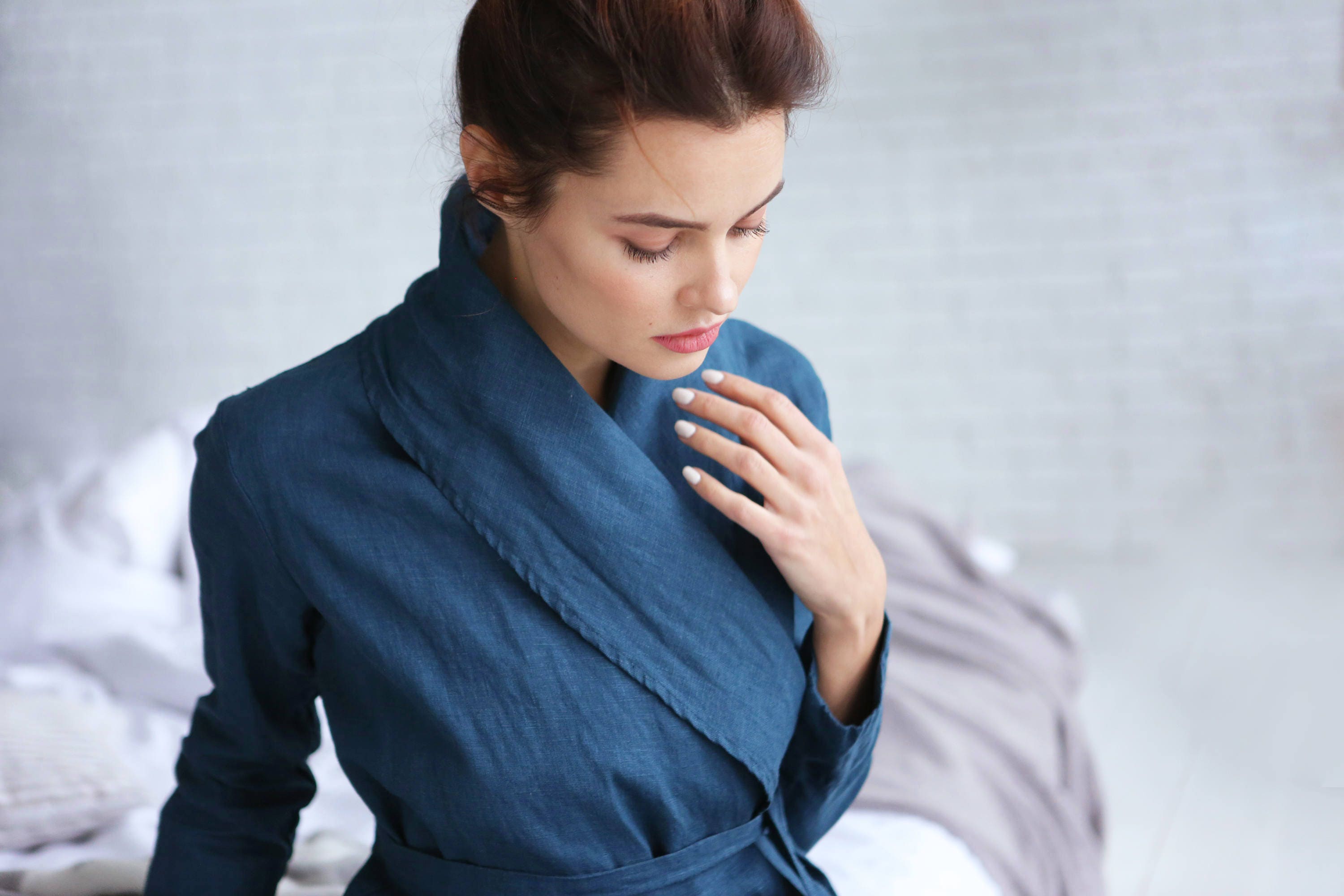 Handmade Linen bathrobe Linen loungewear Natural linen robe Etsy