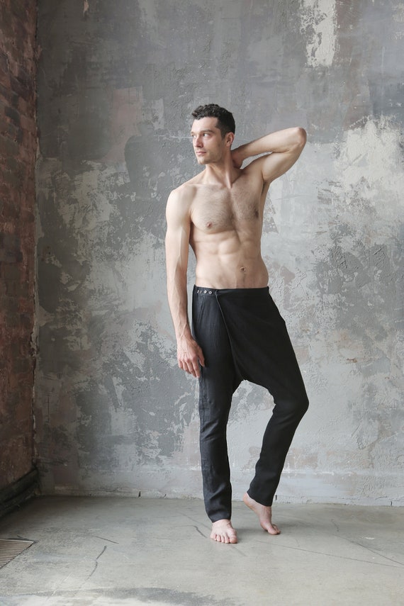 Fashion Vintage Loose Men's Breathable Long Linen Harem Pants