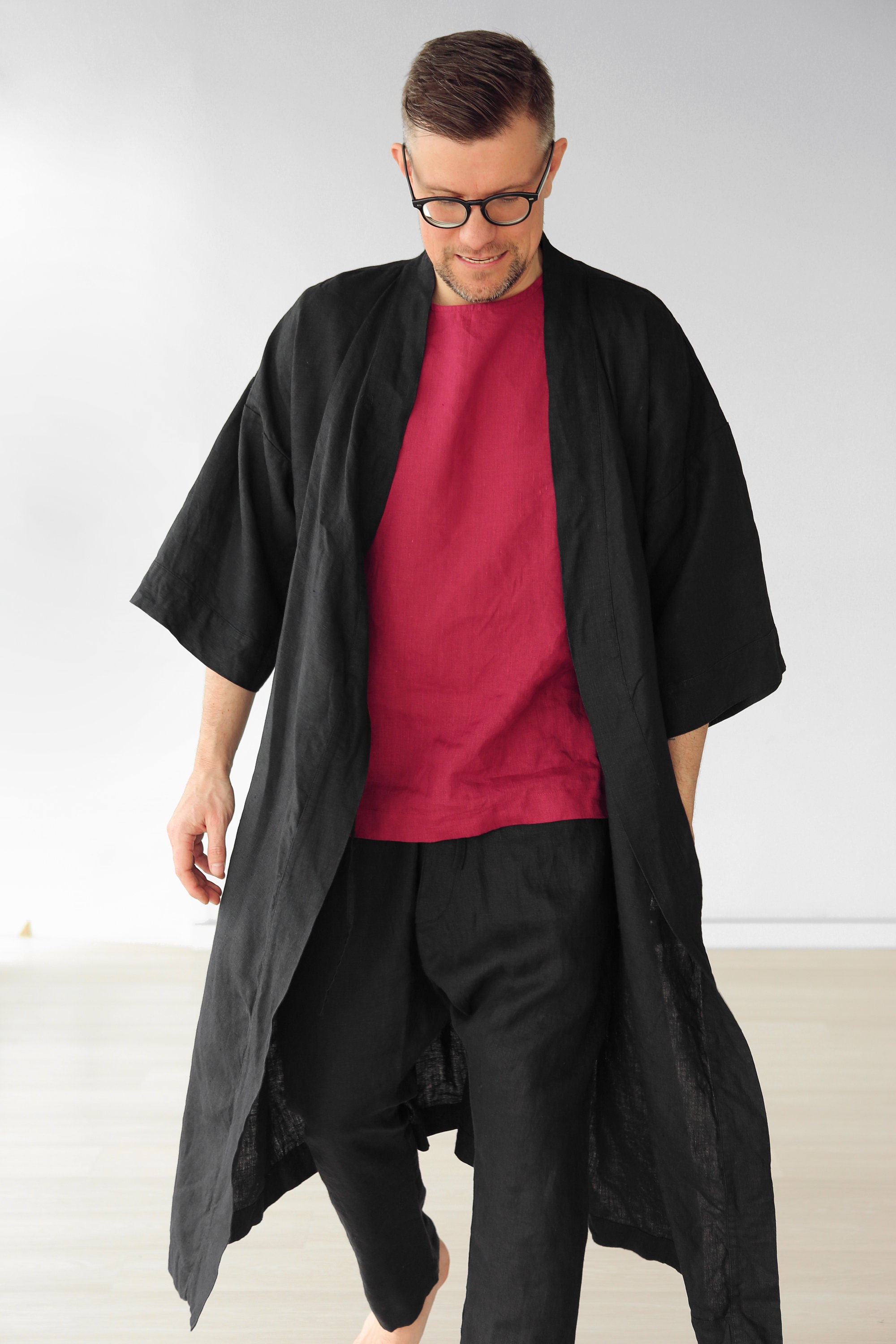 Mens Linen Kimono Jacket