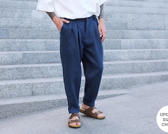 slim fit dress slacks High Waist Pleated Relaxed Fit Baggy Men's Pants - Wessi – Wessi main image 0