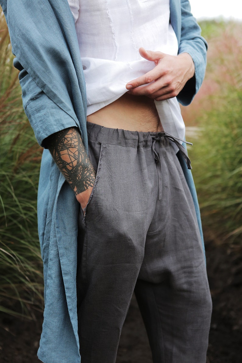 Natural Mens Linen Pants Lounge Pants Linen Joggers Mens Etsy UK