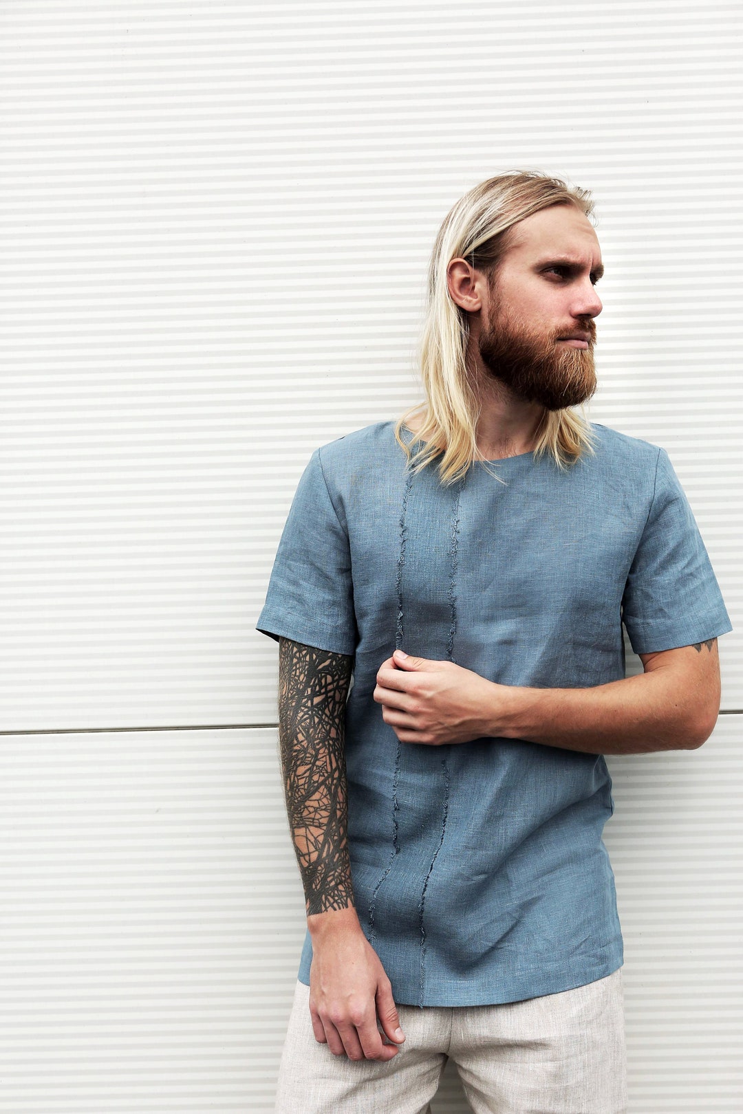 Mens Linen T-shirt, Summer Tshirt, Shirt for Men, Basic T-shirt, Mens ...