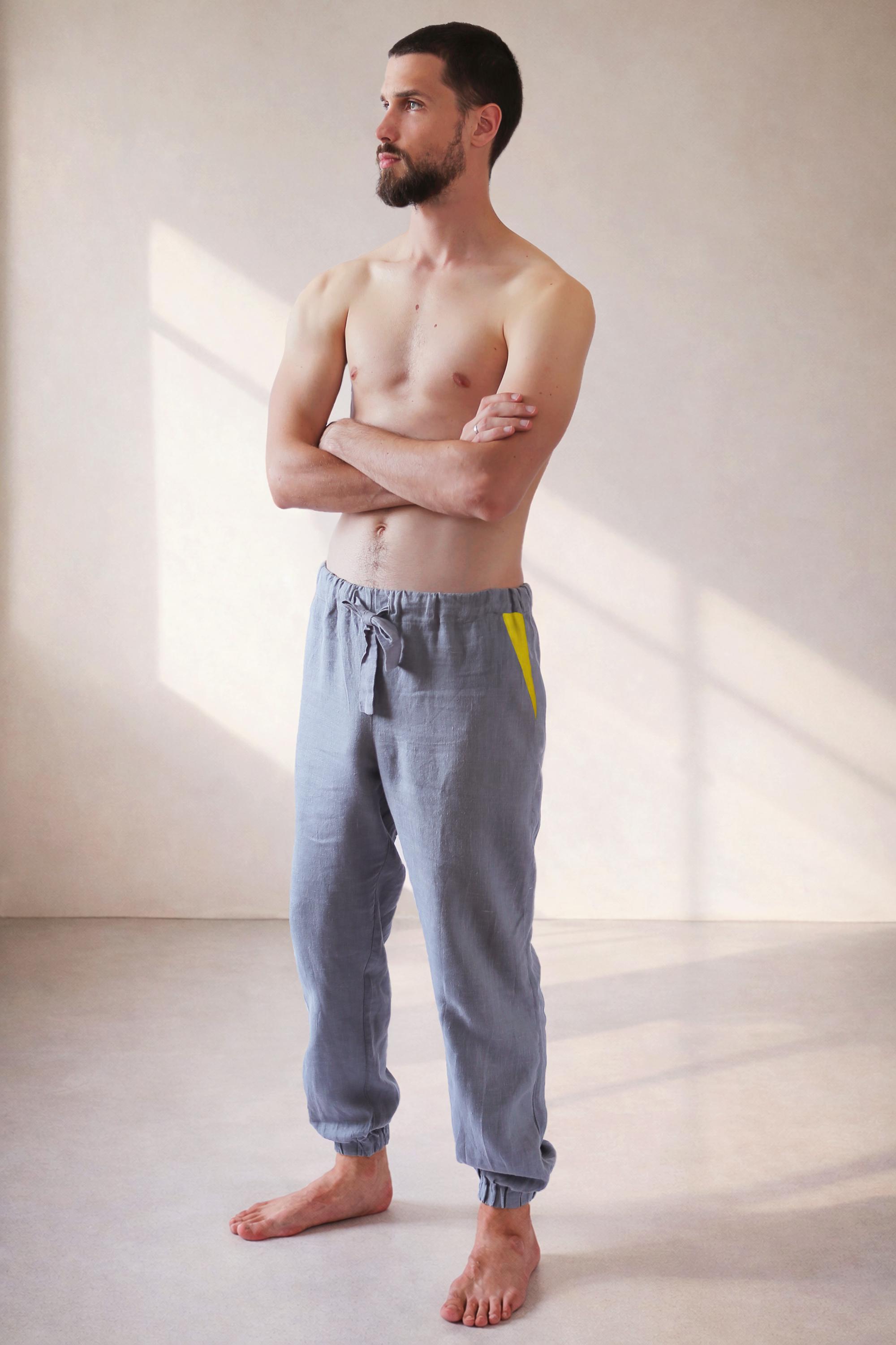 Men's Linen Jogger Pants With Elastic Cuffs MOUNTAIN ASH — Light
