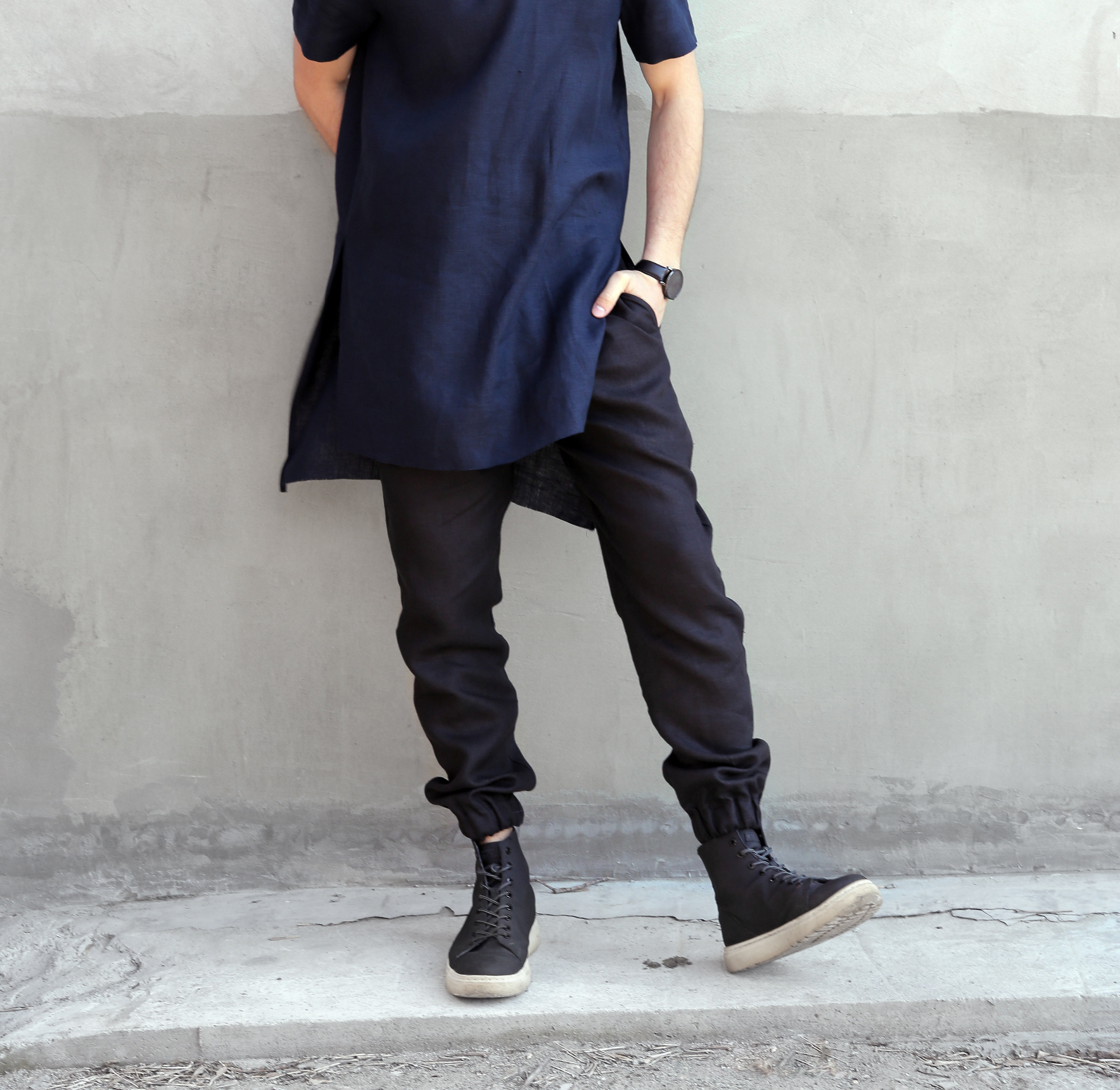 men dress t shirt Dagda Black bamboo men's t-shirt dress