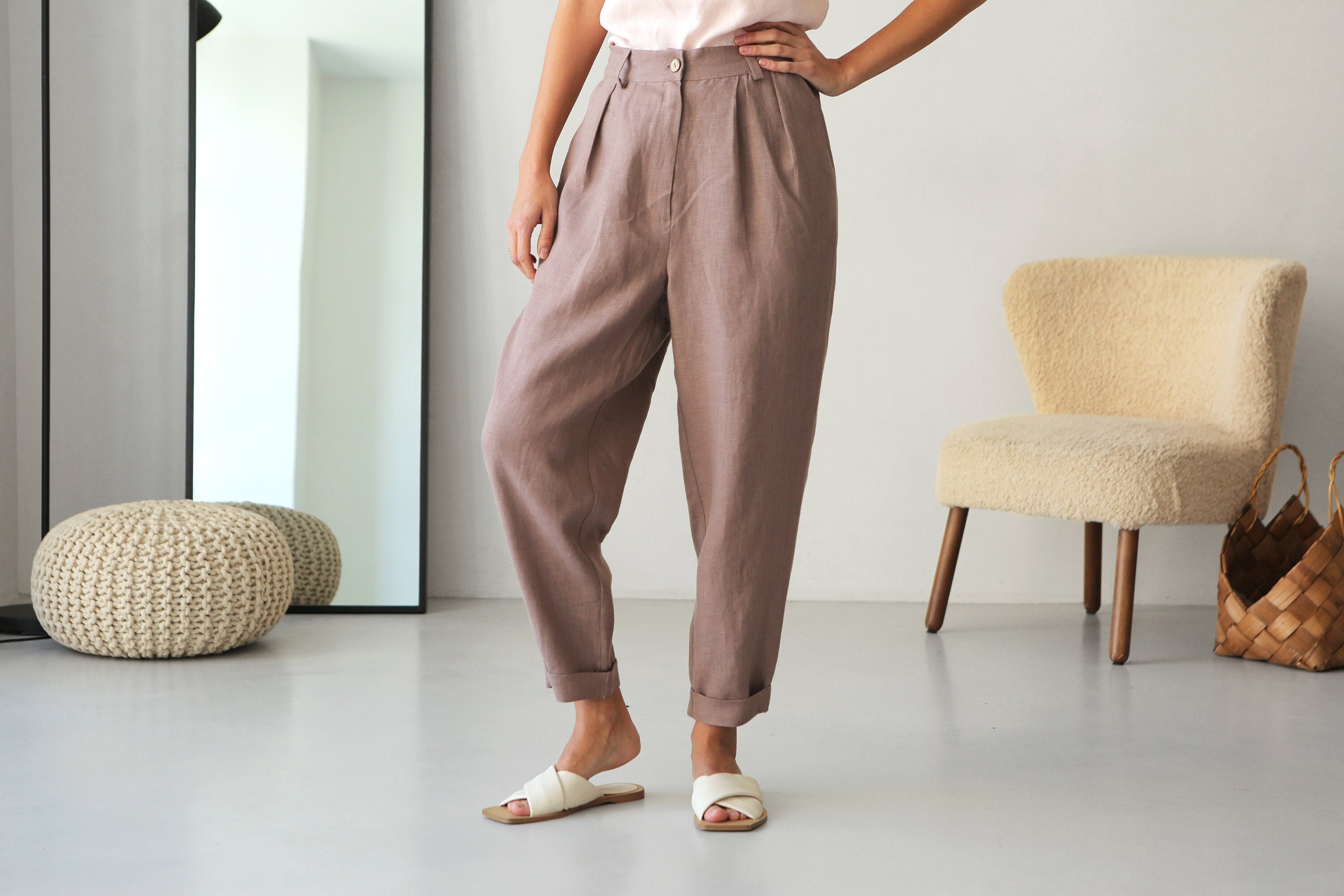 【送料&関税込】ChloAC Linen Pants With Front Pleats Chloé Linen Pants With Front Pleats In Black | ModeSens