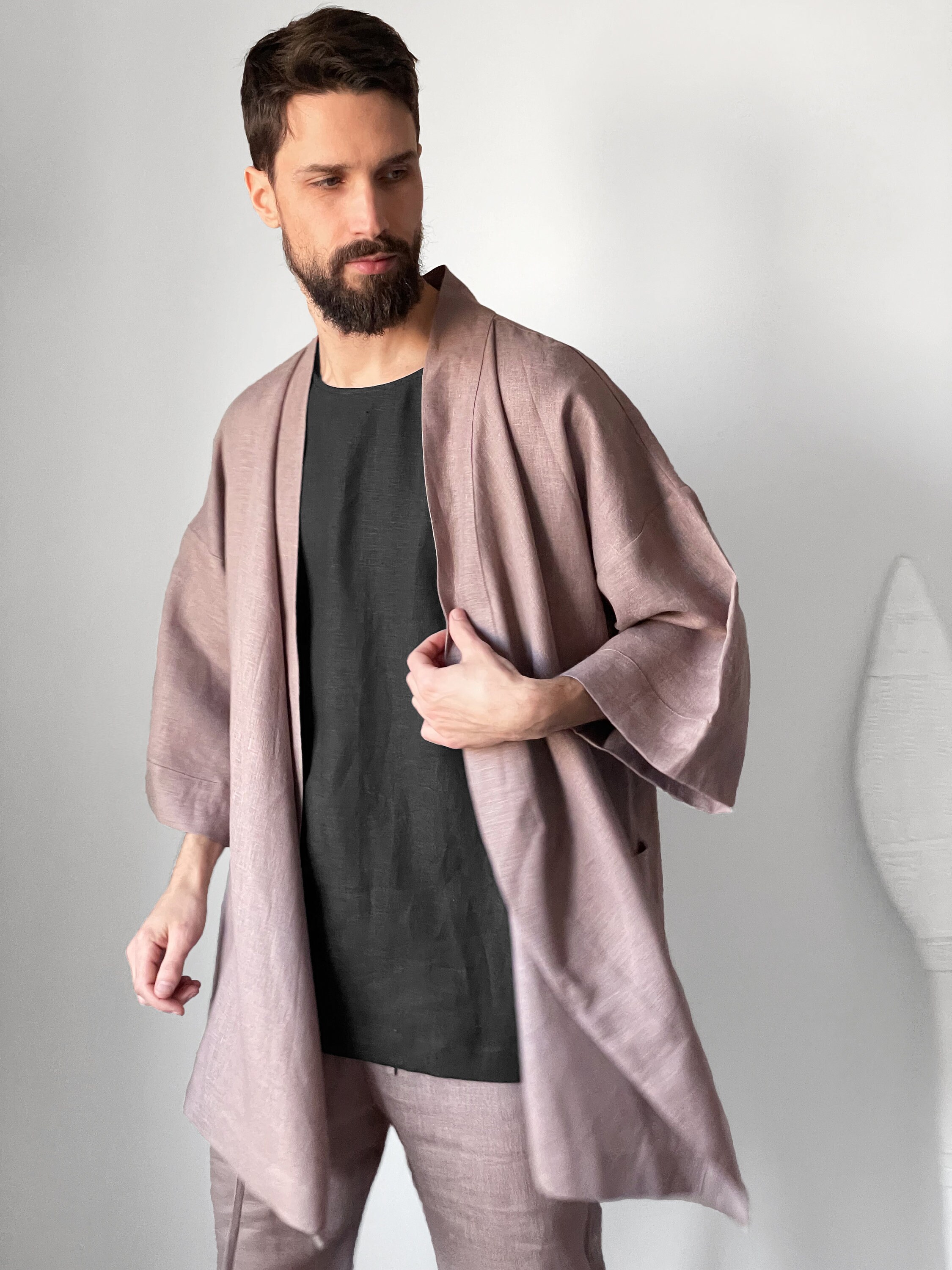 Tuta Kimono Uomo 2025 – Stampa Digitale Antica, Cardigan E Pantaloni, Leisure Estivo