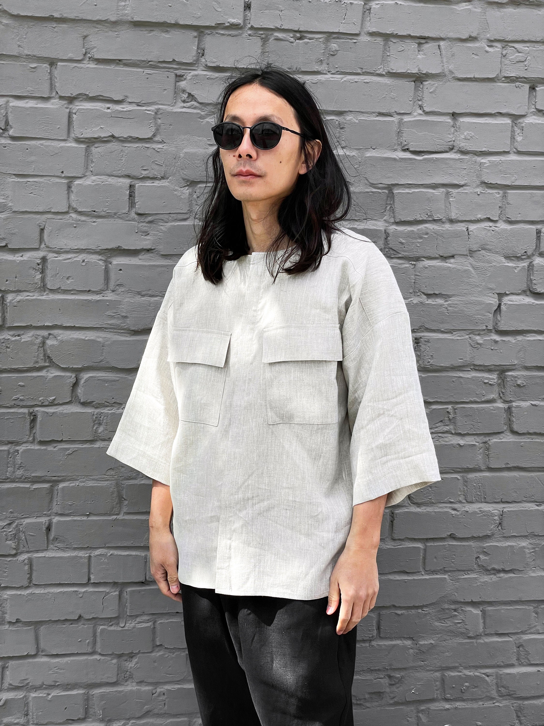 Mens Linen Shirt Oversized Double 
