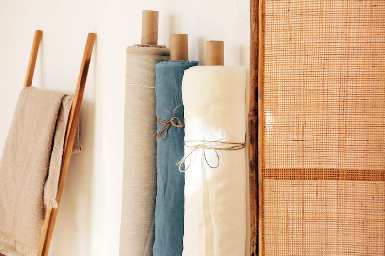 Natural linen fabric by the yard / meter. 100% linen fabric. Oeko-tex standard 100 certified. image 1