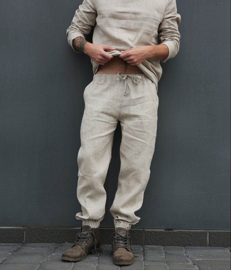 Linen pants for men Lounge pants Linen trousers Mans Etsy