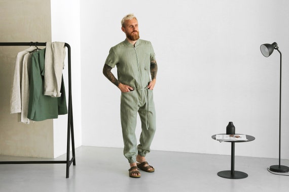 Mens Linen Jumpsuit, Mens Overall, Mens Romper, Jumpsuit for Men