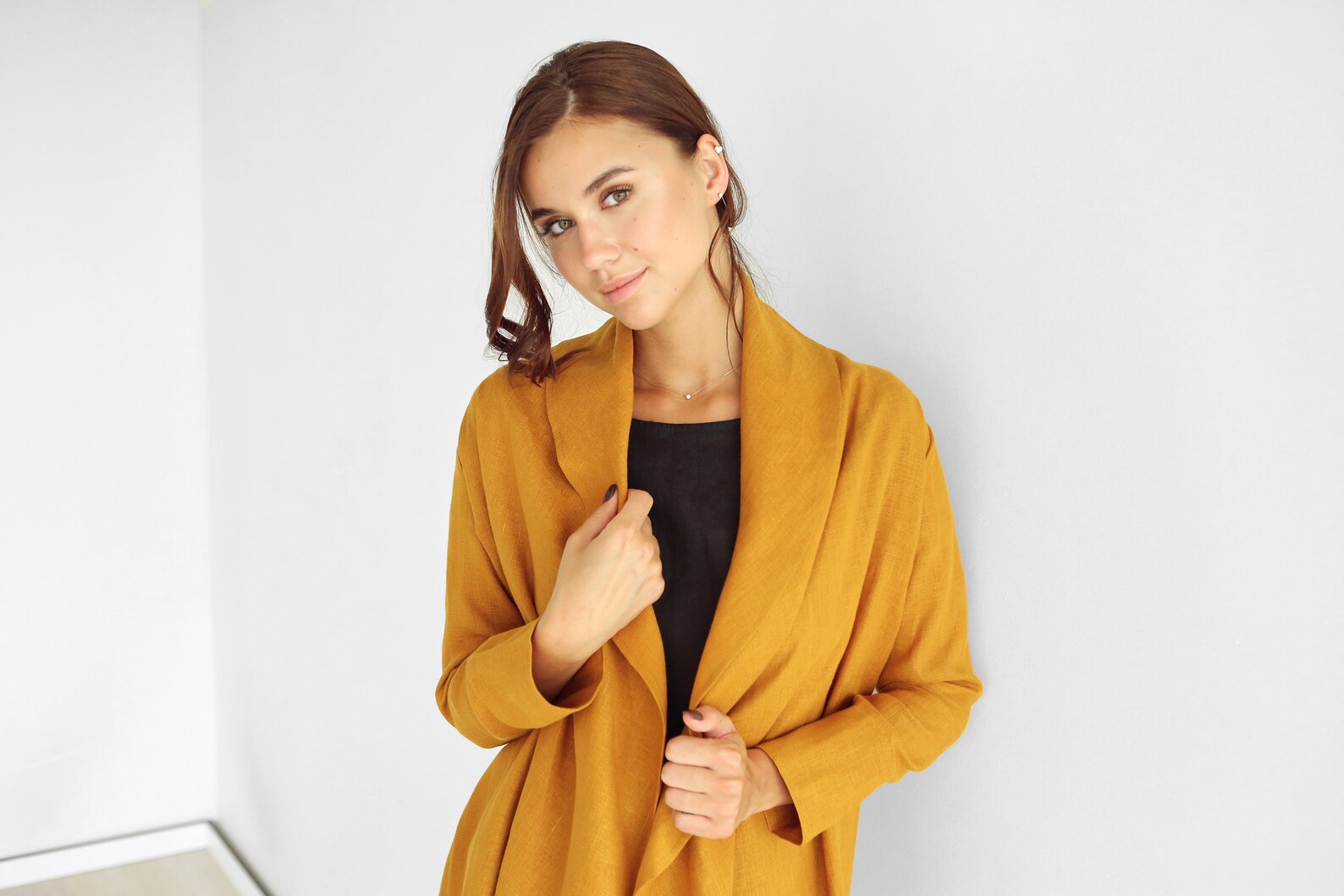 Womens Mustard Cardigan Summer Cardigan Linen Gown Linen Etsy