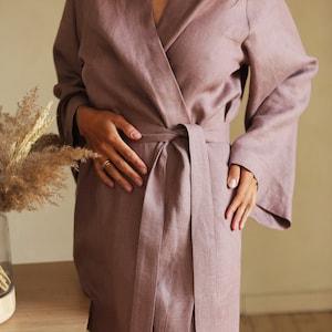 Womens Linen kimono, Linen bathrobe, Linen loungewear, Natural linen robe, Linen dress, Linen cape image 2