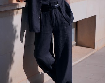Pantaloni Palazzo Uomo A Gamba Larga - Vita Alta, Tessuto Morbido Elasticizzato, Per Autunno/inverno E Streetwear